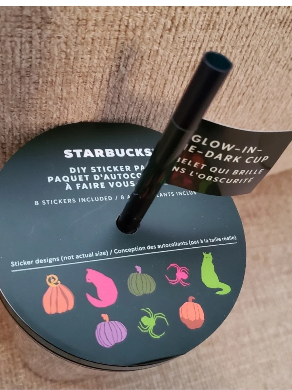 Starbucks Spider Web Glow-In-The-Dark 16 Oz Cup Tumbler with Stickers NWT 2021
